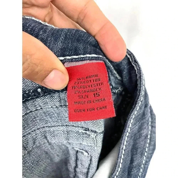 Eighty Eight Blue Denim Jeans Low Rise White Embroidered Sz 15 - Picture 4 of 8